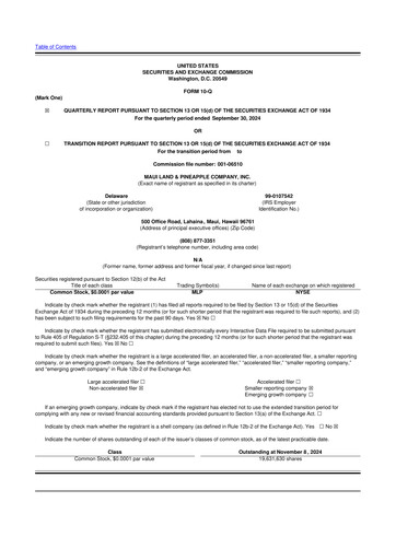Thumbnail Maui Land & Pineapple Company 10-Q Quarterly Report FY2024 