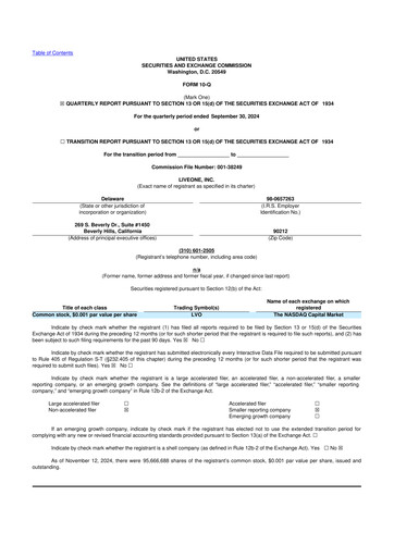 Vorschaubild LiveOne 10-Q Quartalsbericht  