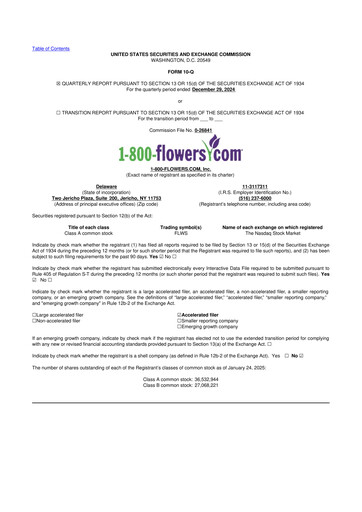 Thumbnail 1-800-Flowers.com, Inc.
 10-Q Quarterly Report FY2025 