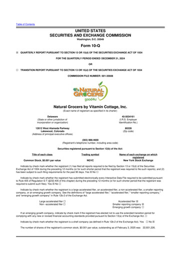 Thumbnail Natural Grocers by Vitamin Cottage 10-Q Quarterly Report FY2025 