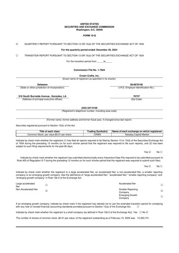 Thumbnail Crown Crafts 10-Q Quarterly Report FY2025 