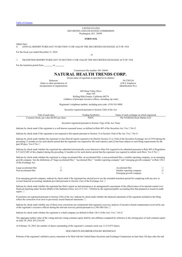 Thumbnail Natural Health Trends 10-K Annual Report 2024