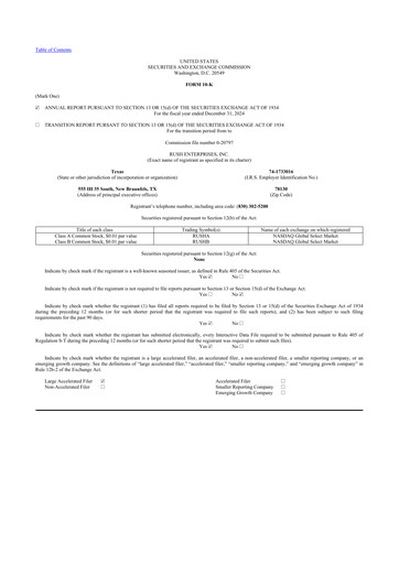Thumbnail Rush Enterprises
 10-K Annual Report 2024