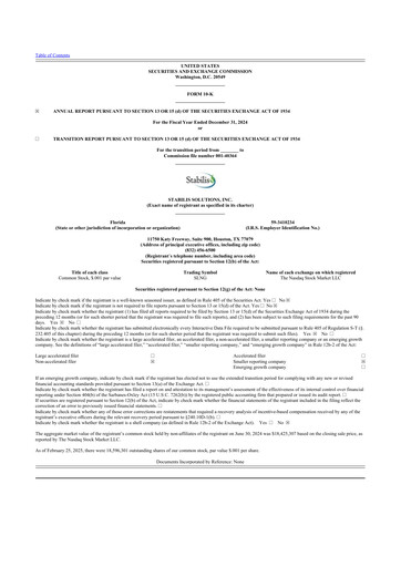 Thumbnail Stabilis Solutions 10-K Annual Report 2024