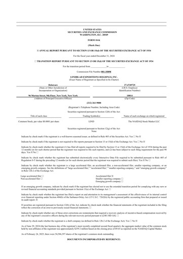 Thumbnail Lindblad Expeditions 10-K Annual Report 2024