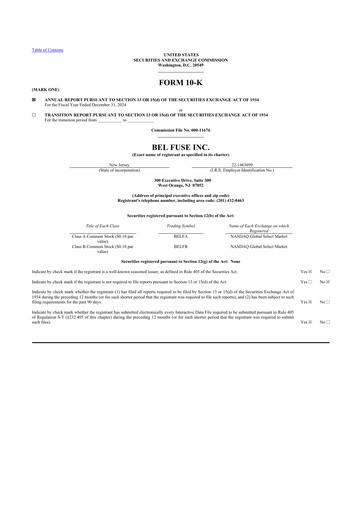 Vorschaubild Bel Fuse 10-K Jahresbericht 2024