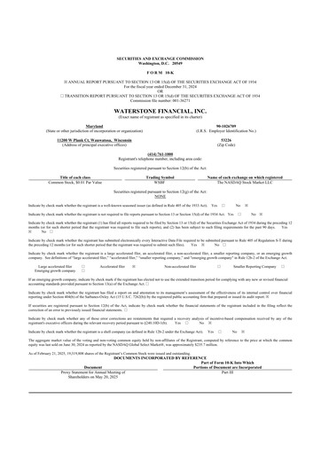 Thumbnail Waterstone Financial 10-K Annual Report 2024