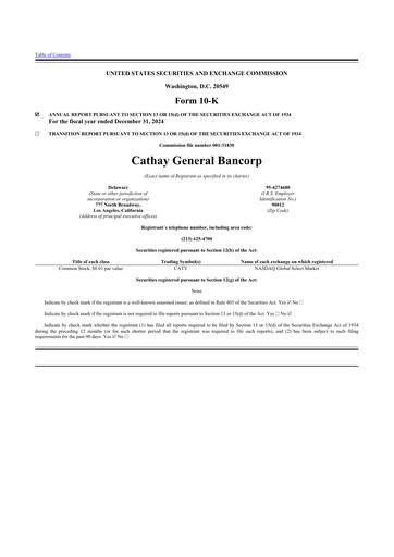 Thumbnail Cathay General Bancorp 10-K Annual Report 2024