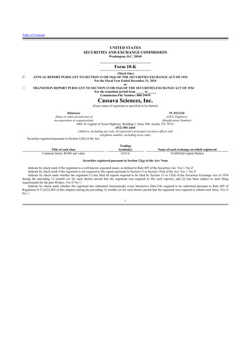 Thumbnail Cassava Sciences
 10-K Annual Report 2024