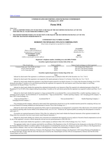 Thumbnail Horizon Technology Finance 10-K Annual Report 2024