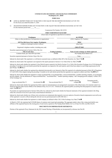 Thumbnail First Northwest Bancorp 10-K Annual Report 2024