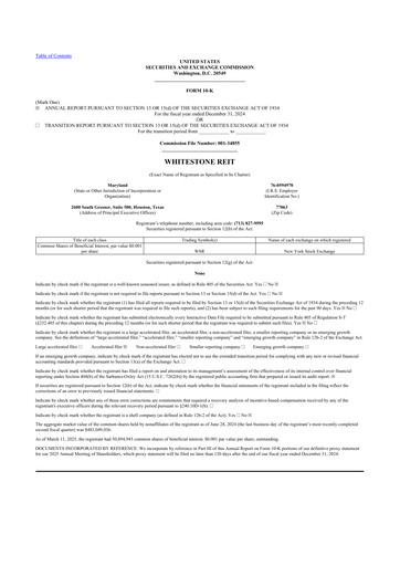 Thumbnail Whitestone REIT 10-K Annual Report 2024