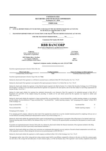 Thumbnail RBB Bancorp 10-K Annual Report 2024