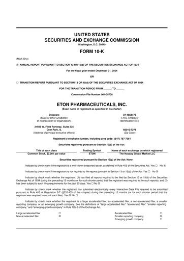 Miniature Eton Pharmaceuticals 10-K Rapport annuel 2024