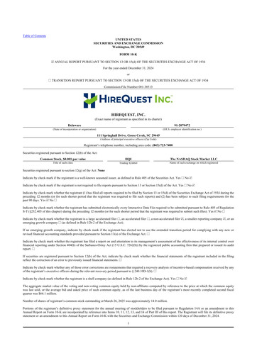 Miniature HireQuest 10-K Rapport annuel 2024