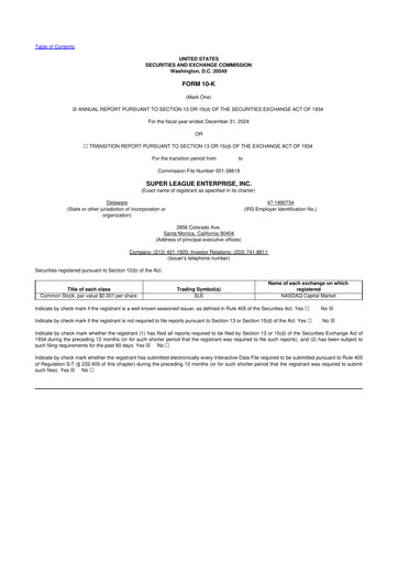 Miniature Super League Enterprise 10-K Rapport annuel 2024