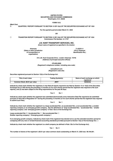 Thumbnail J. B. Hunt
 10-Q Quarterly Report FY2025 