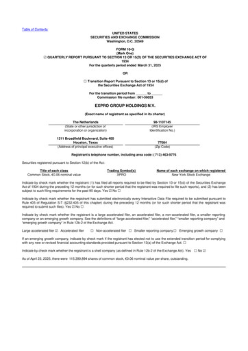 Thumbnail Expro Group 10-Q Quarterly Report FY2025 