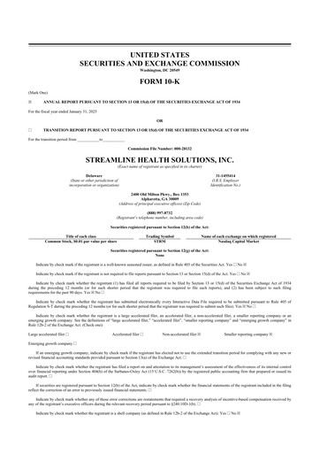 Thumbnail Streamline Health Solutions 10-K Annual Report 2025