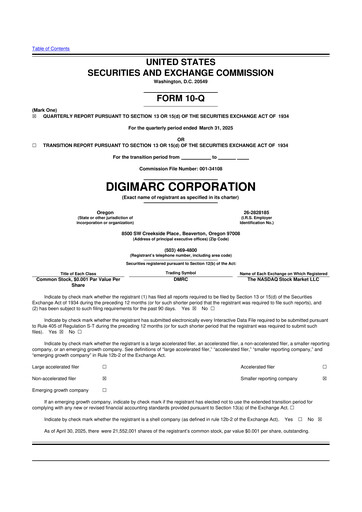 Thumbnail Digimarc
 10-Q Quarterly Report FY2025 