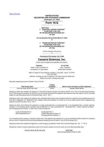 Thumbnail Cassava Sciences
 10-Q Quarterly Report FY2025 