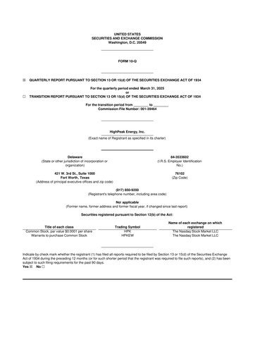 Vorschaubild HighPeak Energy 10-Q Quartalsbericht 2025 