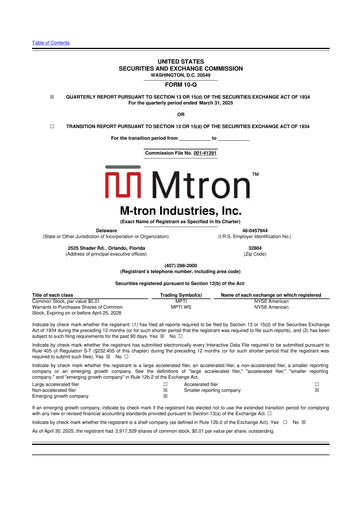 Miniature M-tron Industries 10-Q Rapport trimestriel 2025 