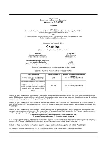 Thumbnail Cadiz Inc. 10-Q Quarterly Report FY2025 