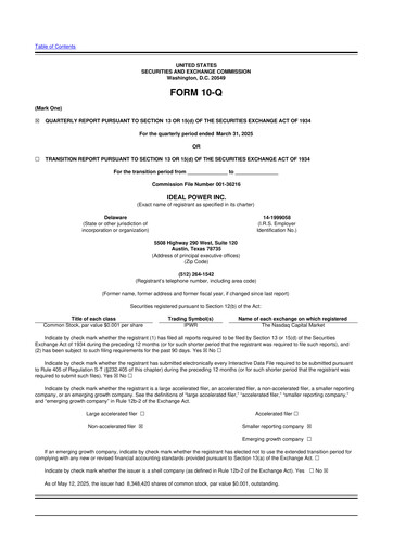 Thumbnail Ideal Power 10-Q Quarterly Report FY 