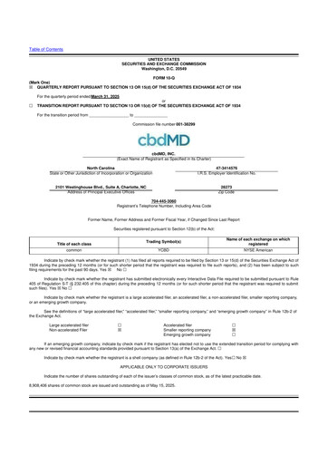 Miniature cbdMD 10-Q Rapport trimestriel 2025 
