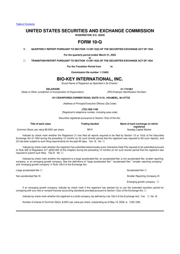 Vorschaubild BIO-key International
 10-Q Quartalsbericht 2025 