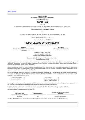Thumbnail Super League Enterprise 10-Q Quarterly Report FY2025 