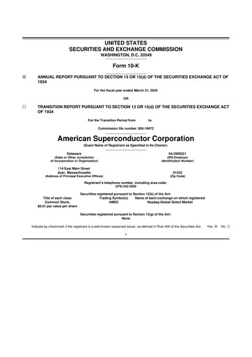 Thumbnail American Superconductor Corporation 10-K Annual Report 2025