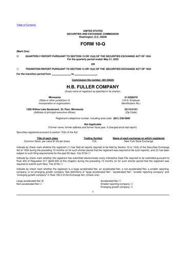 Thumbnail H.B. Fuller
 10-Q Quarterly Report FY 