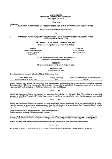 Thumbnail J. B. Hunt
 10-Q Quarterly Report FY2025 