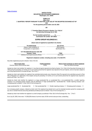 Thumbnail Expro Group 10-Q Quarterly Report FY2025 