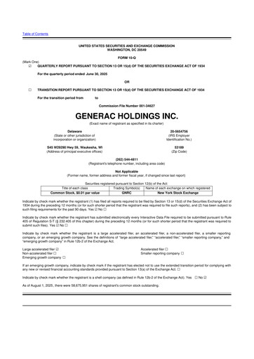 Vorschaubild Generac 10-Q Quartalsbericht 2025 