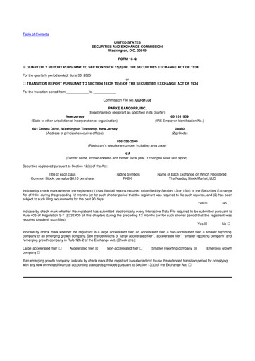 Thumbnail Parke Bancorp 10-Q Quarterly Report FY2025 