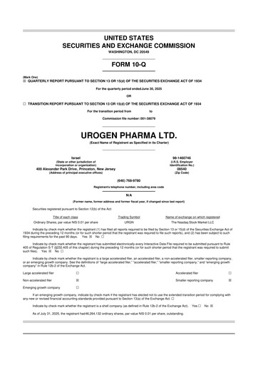 Thumbnail UroGen Pharma 10-Q Quarterly Report FY2025 