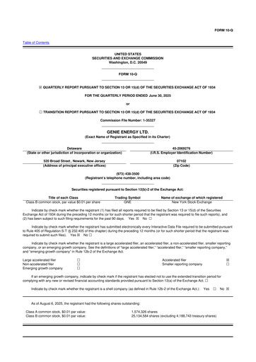Miniature Genie Energy
 10-Q Rapport trimestriel 2025 