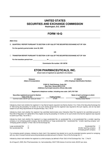 Miniature Eton Pharmaceuticals 10-Q Rapport trimestriel 2025 