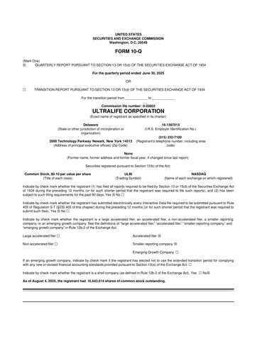 Thumbnail Ultralife Corporation 10-Q Quarterly Report FY2025 