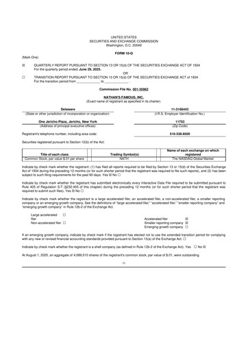 Miniature Nathan's Famous 10-Q Rapport trimestriel 2026 
