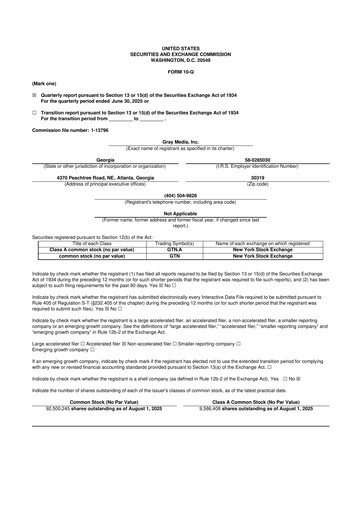 Thumbnail Gray Media
 10-Q Quarterly Report FY2025 