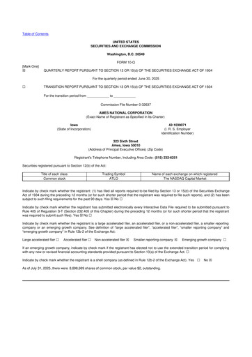 Thumbnail Ames National Corp. 10-Q Quarterly Report FY 