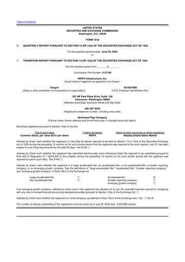 Miniature Northwest Pipe Company
 10-Q Rapport trimestriel 2025 
