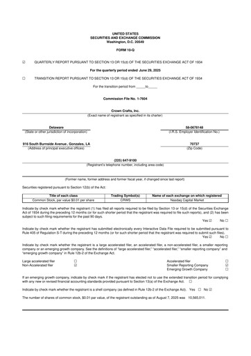 Thumbnail Crown Crafts 10-Q Quarterly Report FY2026 