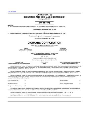 Thumbnail Digimarc
 10-Q Quarterly Report FY2025 