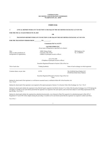 Thumbnail LSI Industries 10-K Annual Report 2025