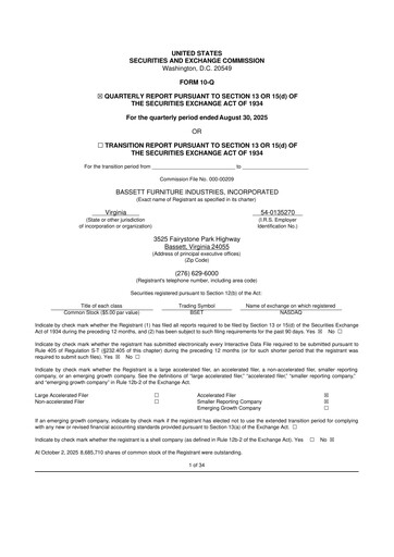 Thumbnail Bassett Furniture 10-Q Quarterly Report FY2025 